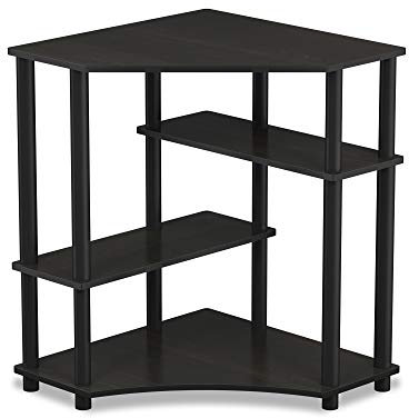 Furinno Turn-N-Tube Platzsparender Eckschreibtisch mit Regalen, Espresso / Schwarz, 57.2 (Breite) x 72.4 (Höhe) x 56 (Tiefe) cm