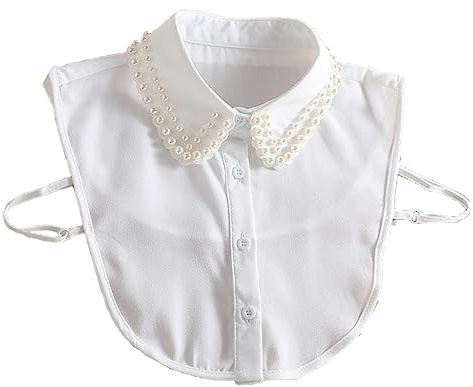 Tandou Elegante Krageneinsatz Damen Perlen Fake Kragen Blusenkragen Einsatz Bekleidung Accessoires (Weiß)