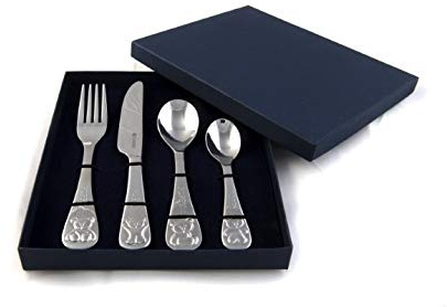 Personalised Childrens Kids Children's Teddy Bear Cutlery Set in Presentation Box Bertie Bear