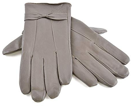 tom frank Ladies Genuine Leather Gloves Fleece Lined Warm Winter thermal Driving S/M M/L (Grey, S/M)