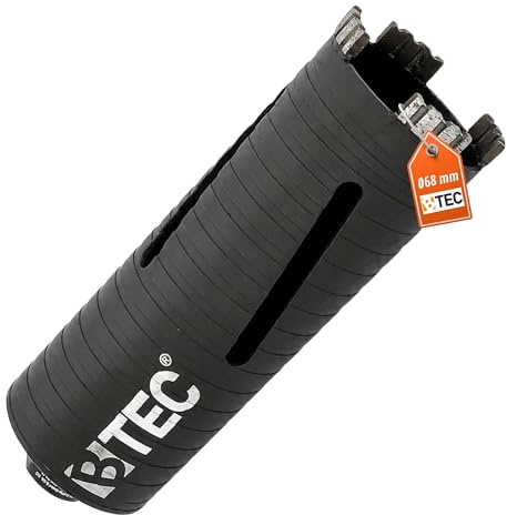 BTEC Next Generation Diamantbohrkrone für Beton & Mauerwerk, M16 Aufnahme, 180 mm Nutzlänge, lasergeschweißte Turbo-Segmente 10 mm, Kernbohrer für Nass- & Trockenbohren 68mm