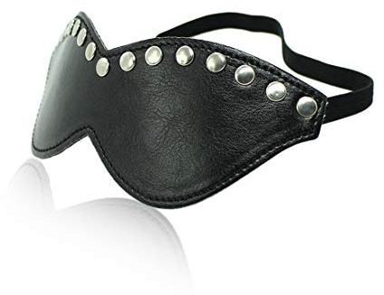 Augenmaske Sex Erotik Schwarz Blickdicht Leder mit Nieten Elastischer Band Einstellbar Augenbinde SM Bondage Fesseln Rollenspiel Sex Spielzeug Spiele Fetisch für Adults Couple Flirten