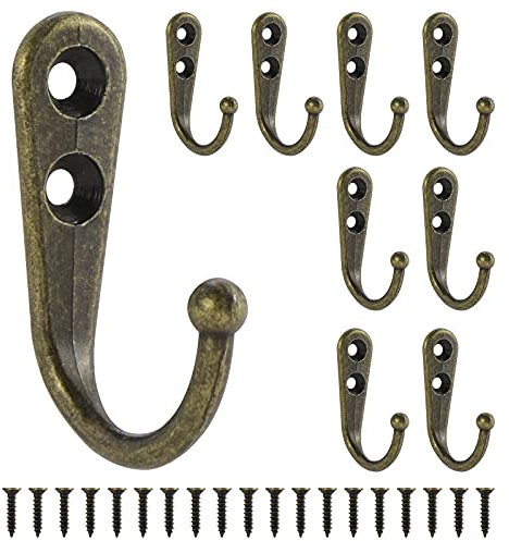 Kyrio Kleiderhaken zur Wandmontage, mit Schrauben, Kleiderhaken, Tassenhaken, Kleiderbügel, rustikale Haken für Tasche, Hut, Schlüssel, Rucksack, Tür, Schlafzimmer, Bronze, 40 Stück