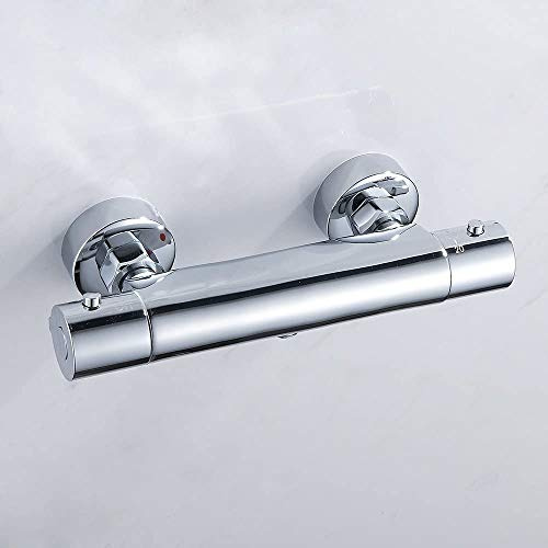 Thermostatic Shower Mixer Bar Wall Mounted Hot Cold Water Constant Temperature Control Exposed Thermostatic Shower Valve for Bathroom 1/2 Shower Hose Brass Diverter Valve