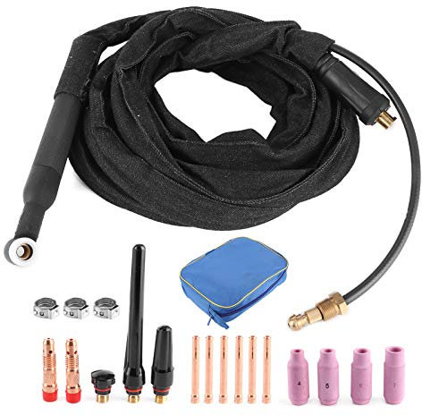 Pistola per saldatore TIG Aramox, torcia per saldatura TIG con raffreddamento ad aria 4 m WP26V per saldatura (spina europea)