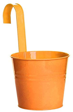 Pots de fleurs, pots de jardin, seaux à suspendre, pots de fleurs en métal avec crochet pour balcon, clôture Orange L