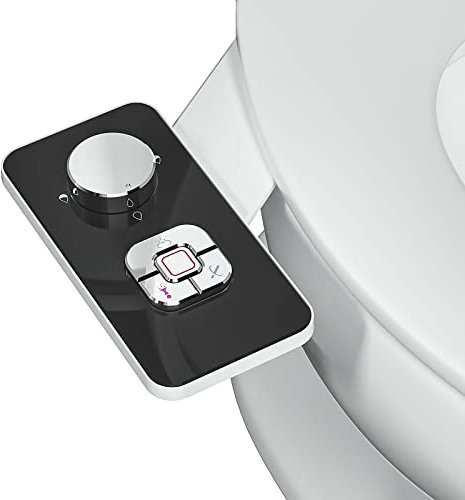 WRISIN Bidet Non-Electric Cold Water Bidet Attachment with Pressure Controls,Toilet Bidet Self-Cleaning Dual Nozzles for Frontal & Rear Wash (Black)