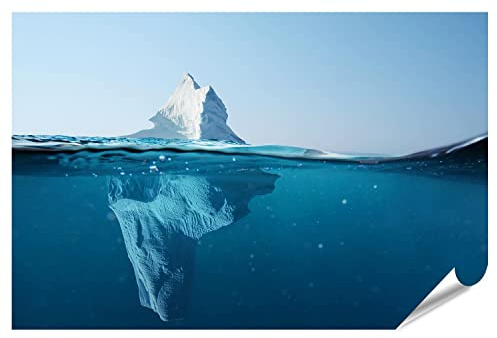 islandburner XXL Bild Poster Eisberg Ozean Blick Unter Wasser Kristallklar Premium Bilder Fotodruck INQI-PKL