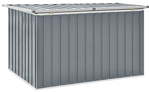 Yolola gartenbox Metall aufbewahrungsbox Garten wetterfest aufbewahrungsbox Metall gartenkiste aufbewahrungsbox Outdoor Garten truhe wetterfest aufbewahrungsbox Garten Grau 149 x 99 x 93 cm