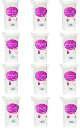 SKYTE® 60 x 12 Packs Oval Cotton Wool Pads 100% Pure Cotton Applying Creams & Lotions on Skin and Face, Great for Removing Makeup, Hypoallergenic Pads Facial Cotton Wool Pads Suitable for everyday Use