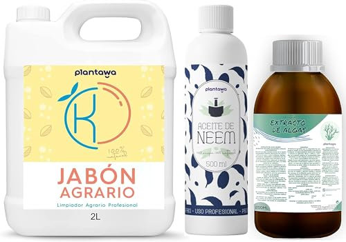 Confezione risparmio sapone di potassio 2 l + olio di Neem 500 ml + alghe marine 250 ml, 100% naturale protezione orto, sostenibile, potenziamento della crescita, mosca bianca, ragno rosso, afide,