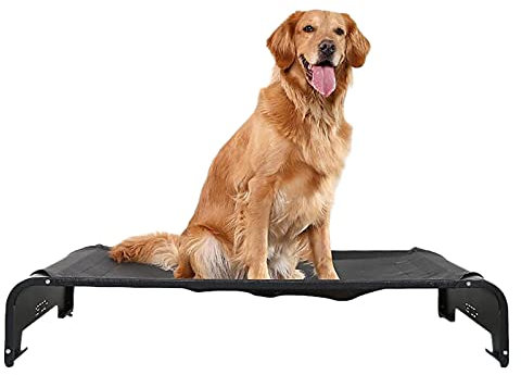 ZDYHL Großes Hochbett für Hunde/Katzen, Outdoor-Reisen, tragbares, kühlendes Netz-Schlafbett für Hunde – 122 cm/102 cm/89 cm/71 cm lang, Schwarz (Größe: M (89,5 x 60 x 15 cm)) Vision