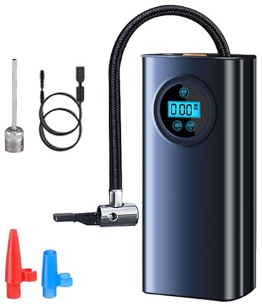 COMFOLIVING Pompa di aria portatile, Gonfiatore di pneumatici ricaricabile USB, Pompa di aria elettrica per pneumatici con pressione accurata, Pompa per compressore d'aria a gonfiaggio rapido per moto