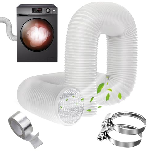 YSOOUA Abluftschlauch Ø100mm Alu Flexrohr Länge 3M PVC Alurohr Lüftungsschlauch Schlauch Alurohr Schlauch Aluminium Aluflexschlauch mit 2 Schlauchschelle für Klimaanlagen Wäschetrockner (Ø100mm - 3M)
