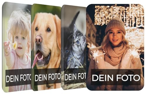 Personalisierter Foto Magnet, Kühlschrankmagnet Selbst Gestalten, Mit Foto Und Text, Acryl Material, Magnete -Set (4 Stück Fotomagnete,6x9cm)