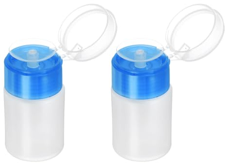 QUARKZMAN 2 Stück Lösungsmittel-Alkohol-Spender 60ml (2oz) Druck-Flüssigkeits-Spenderpumpe mit abdichtendem Edelstahldeckel für Aceton Reinigungsmittel Nagellackentferner, Blau.