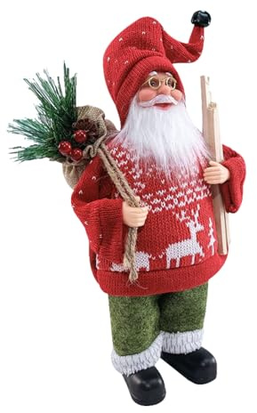 Falafoty Figurina di Babbo Natale 30 cm Figura di Babbo Natale in Piedi Figure Tradizionali di Babbo Natale Bambola di Natale Ornamento di Babbo Natale per la Decorazione della Festa di Natale