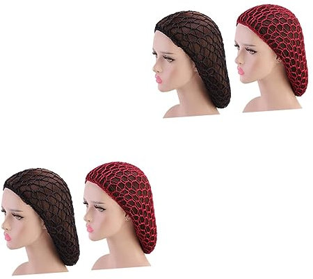 LIFKOME 4 Stück lange Schlafmütze Haarnetze hair net Kopfbedeckung haaraccessoires diehüte mützen Haarschutzkappe Frauen Hut Frauen Mesh-Haarnetz Schlafhaube langes Haarnetz Haarnetzkappe