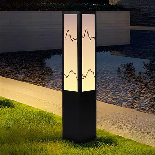TRIVIDHA Lámpara Solar De 23,6 para Camino, Iluminación De Paisaje Moderna, Bolardo De Hierro Cuadrado, Lámpara Solar Impermeable para Exteriores con Luz Cálida para Patio, Jardín, Camino De Entrada