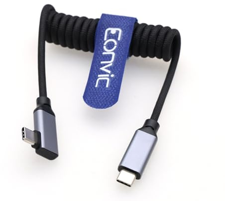 Eonvic USB Typ C 3.2 Gen 2 20Gb/s 100W 4K 60Hz Ladedaten Geflochtenes Spiralkabel für iPhone 15 Pro Max Plus Samsung Galaxy Tablets Laptops Blackmagic Sony FX3 Kamera
