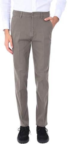 Ciabalù Pantaloni Cotone Caldo Uomo Invernali Eleganti Modello Fustagno Vita Alta Comodo Taglie Forti da Lavoro Ufficio (IT, Numero, 48, Regular, Regular, Fango)