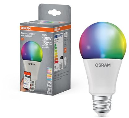 OSRAM SMART+ RGBW, lampada LED E27 con Matter over Wifi, appositamente progettata per ALEXA, sostituisce 100W, 2700-6500K, 16 milioni di colori RGB, confezione da 1 (non compatibile con app SMART+)