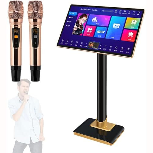 IYUESQ Sistema de Karaoke Profesional, máquina de Karaoke con Pantalla táctil capacitiva de 21,5 Pulgadas con micrófono inalámbrico, Alta definición 4K, Control de aplicación de teléfono
