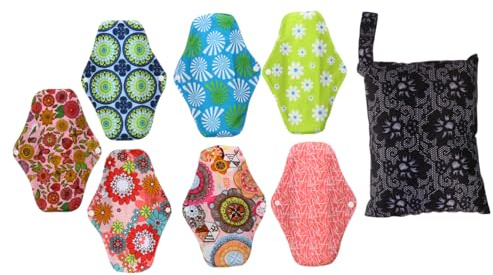 Healvian 1 Juego Servilleta Sanitaria De Carbón De Bambú Toalla Sanitaria Toalla Sanitaria Pesada Bragas De Algodón Toalla Menstrual Lavable Compresas Femeninas Reutilizables 8 piezas