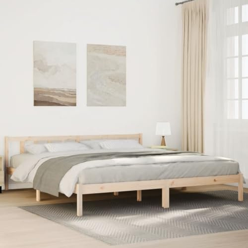 Myheimly Kiefer Massivholzbett Bettgestell Bett Holzbett Futonbett Bettrahmen Schlafzimmerbett Schlafzimmermöbel Natur,180 x 220 cm