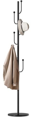 cadciehe Porte-manteau en forme de cactus en métal avec base en marbre naturel, porte-manteau robuste autonome avec plusieurs crochets pour sac, veste, entrée, bureau, noir + noir