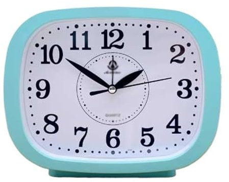 GBEVAUEIO Réveil Réveil de Table Ovale de 7 Pouces, Super Silencieux, sans tic-tac, à Piles, for Bureau, Salon, école, Chevet, Bureau, étudiant Reveille(Blue)