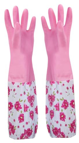 FOMIYES Dish Wash Gloves with Plush Lining and Latex Material, Thick Kitchen Cleaning Gloves for Dishwashing, Lightweight and Comfortable Touch, for Household Cleaning Tasks