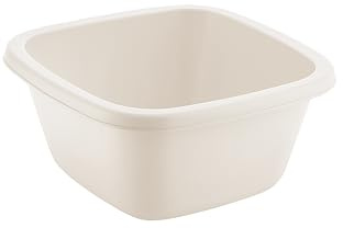 BORNSHINE Barreño cuadrado de plástico sin BPA – Cubeta resistente y ligera – Diseño moderno y versátil – Uso en cocina, mantenimiento, lavado, jardín (Crema, 4L)