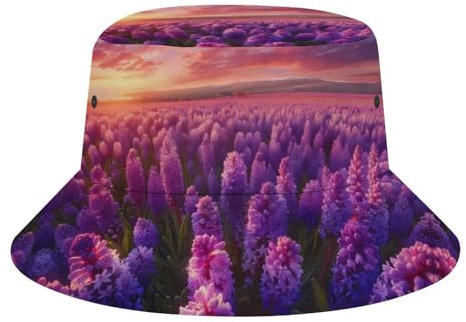 Flowers Purple Hyacinth Bucket Hat Foldable Sun Hat Fisherman Cap for Beach Travel Hiking