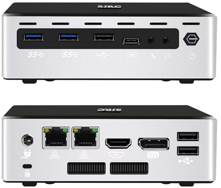 SJRC Office Mini PC N100, Micro Desktop Computer 2 x i226V 2.5GbE LAN, Barebone NO RAM/SSD/OS, HD2.0 + DP2.1 + USB-C Triple Display, Support Win/Linux, WiFi6 + BT5.2