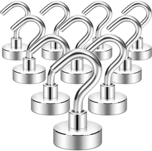 Einesin 10 Packs 10kg/22 lb Magnetic Hooks Strong Heavy Duty Cruise Magnet S-Hooks for Classroom, Hanging, Cabins, Grill