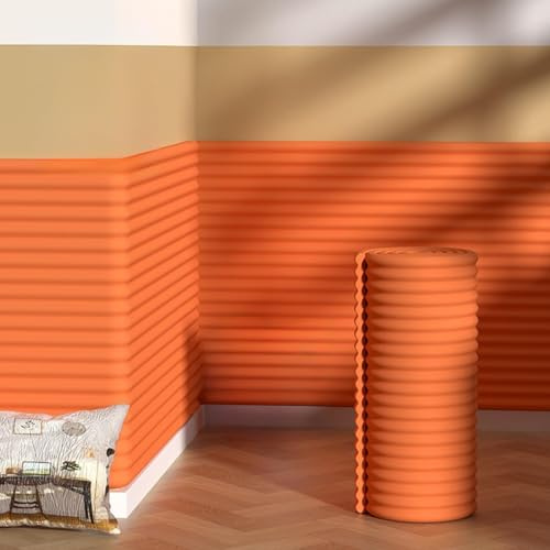Générique Panneaux Muraux Rembourrés Autocollants 3D Anti-Collision pour Tête de Lit, Coussin Mural Décoratif pour Chambre à Coucher, Facile à Installer,Orange-60x200cm