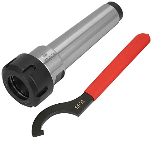Dioche Premium Carbon Steel MT4 ER32 Collet Chuck Tooling Holder with Wrench for CNC Milling Lathe Deep Hole Machining - Straight Spacer Sleeve/Shaft Extender for Spindle Morse Taper Machines