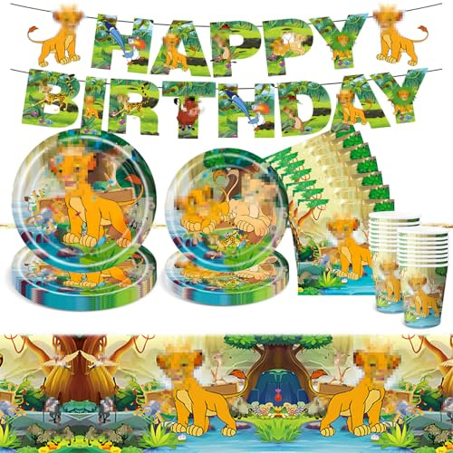52 Stück Happy Birthday Deko,Kinder Party Geburtstagsdeko Geschirr Set Mit Banner Tischdecken Servietten Papptellern Pappbechern,Anime Deko FüR Geburtstagsdeko MäDchen & Jungen
