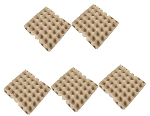 BESPORTBLE Vassoio per Uova Design Compatto 30 Scomparti in Polpa di Carta Beige Confezione da 5 Pezzi Resistente alla Deformazione per Conservazione Uova