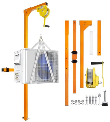 SnamicE Herramienta de elevación para instalación de Aire Acondicionado portátil: Soporte de grúa de Alta Resistencia con polea, Cuerdas y cabrestante autoblocante pa,A-150KG(25M)