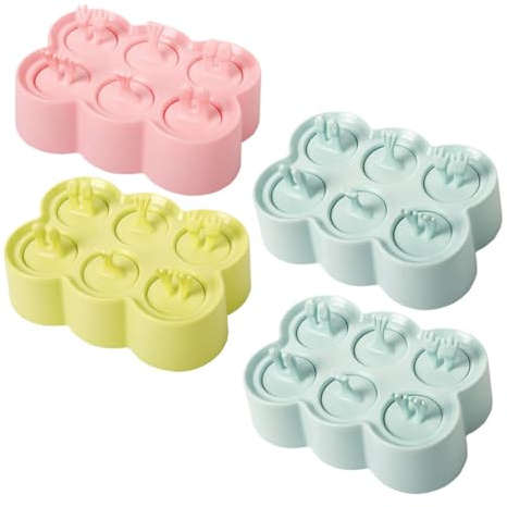 Homoyoyo 4 ensembles Moule à Glace Silicone avec Formes Animaux Moule à Esquimaux DIY pour Crème Glacée Maison et Sorbets Fruités