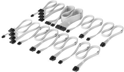 Corsair Kit Professionnel Câbles PSU à Gaines Individuelles Type 5 Elite Premium – Peignes à Câble Profil Bas, Conception Paracord à Maille Triple Couche, Compatible PSU's Type 5 – Blanc
