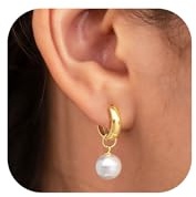 Tewiky Perlenohrringe Hängend Damen,14K Gold Ohrhänger Creolen Tropfen | 14K vergoldete Zirkonia Ohrstecker, hypoallergen wasserfest, leicht tragbarer Alltagsschmuck als Geschenk für Damen Mütter