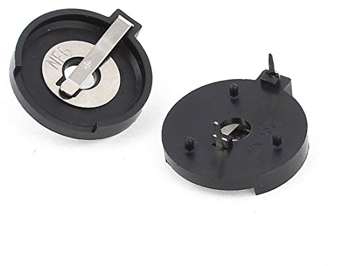 sourcing map 2 Stück Schwarz 2Pin rund Knopf Batterie Halter Sockel Buchse | Für CR2430/LIR2430