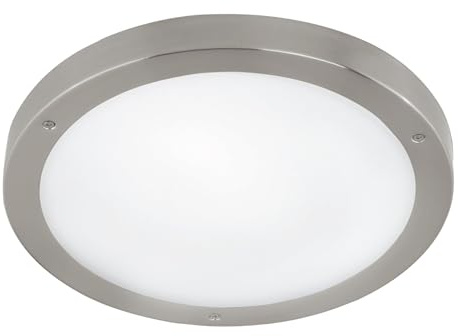 EGLO LED Außen-Deckenlampe Vento 1 | Außenleuchte für Wand und Decke, Deckenleuchte aus Edelstahl und Glas, Silber, weiß, IP44