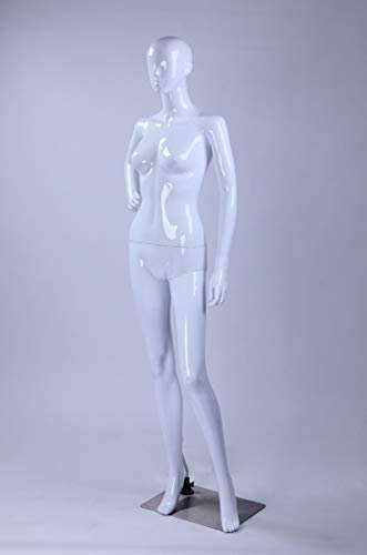 Eurohandisplay Abstrakte weibliche Schaufensterpuppe weiß-glänzend LF-3B, weiblich. Geformter Nase und Mund.
