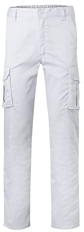 Velilla 103005S; Stretchhose mit Mehreren Taschen, Weiß, Größe 40