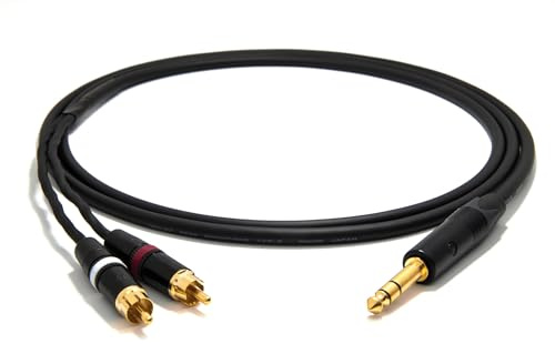 enoaudio Mogami 2534 Quad HiFi Y-Audiokabel | Neutrik Gold 6,3mm TRS klinke - Cinch RCA | HiFi, 0.5 m