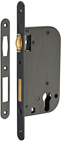 THIRARD - Boîtier de Serrure Encastrable à Rouleau pour Porte d'Entrée - Rouleau Laiton - Coffre, Têtière et Gâche Plate Acier - Installation Facile - Gris